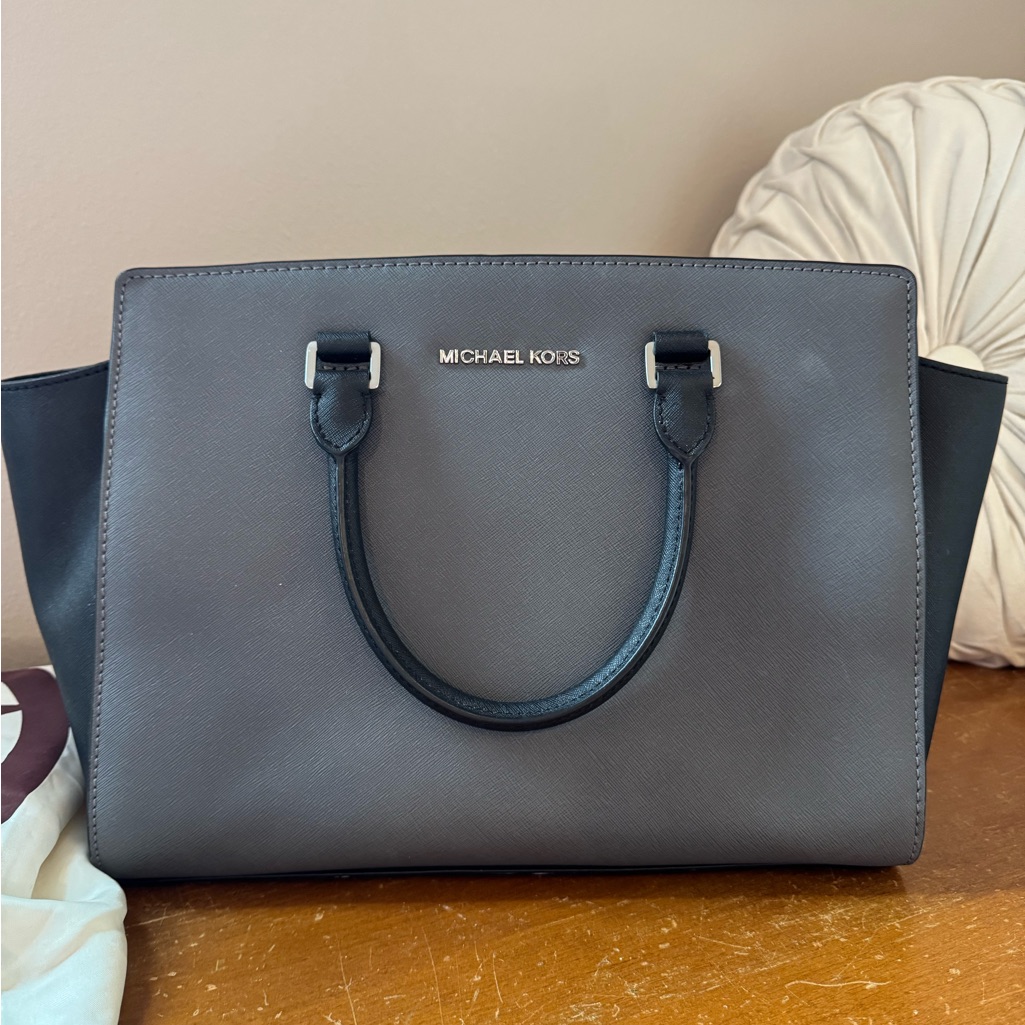 Michael Kors Charcoal And Black Satchel
